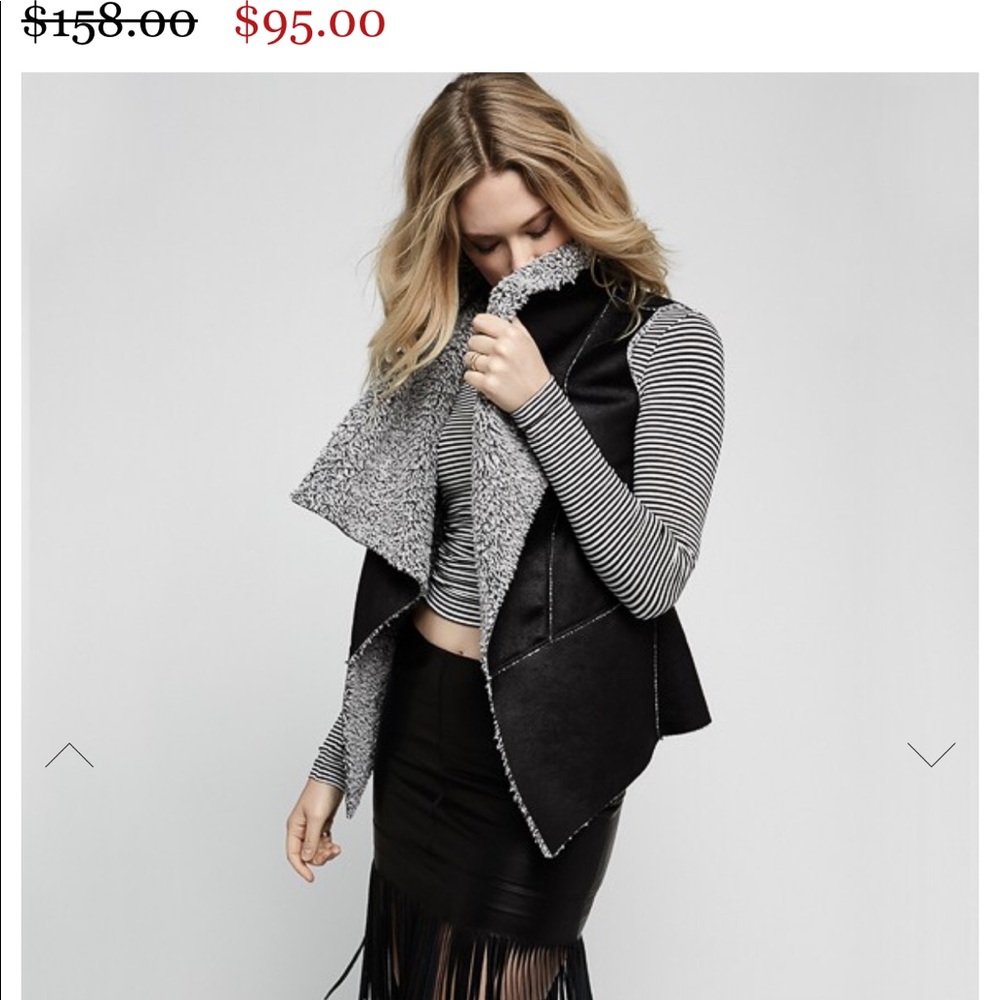 Karen Kane black faux fur vest